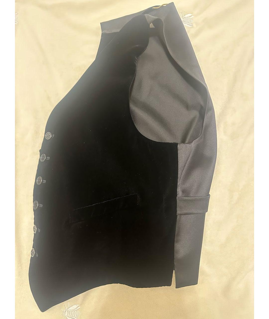 SAINT LAURENT Черный бархатный жилет, фото 4