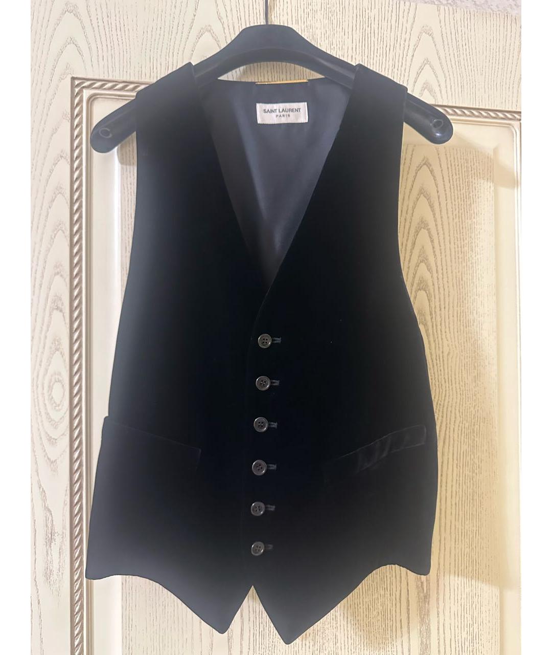 SAINT LAURENT Черный бархатный жилет, фото 9