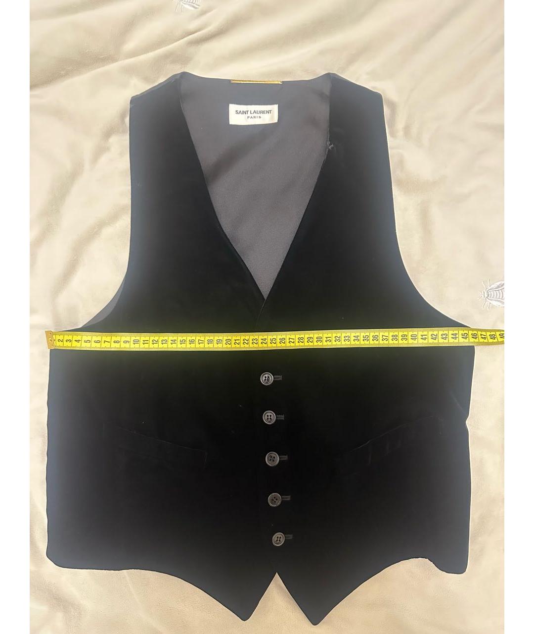 SAINT LAURENT Черный бархатный жилет, фото 5