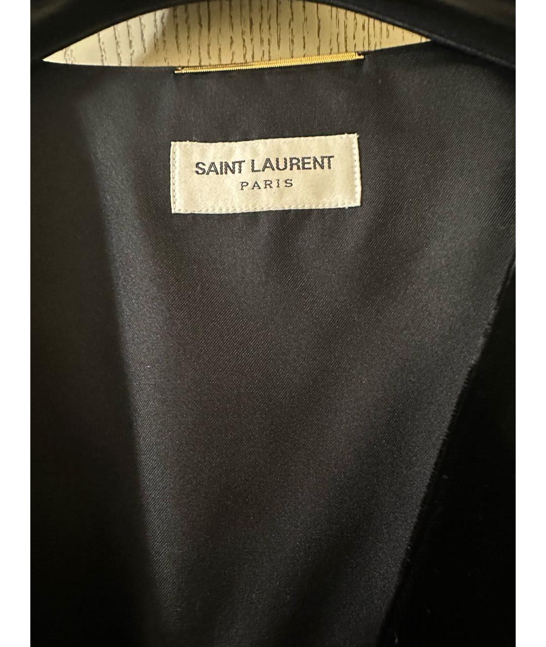 SAINT LAURENT Черный бархатный жилет, фото 3