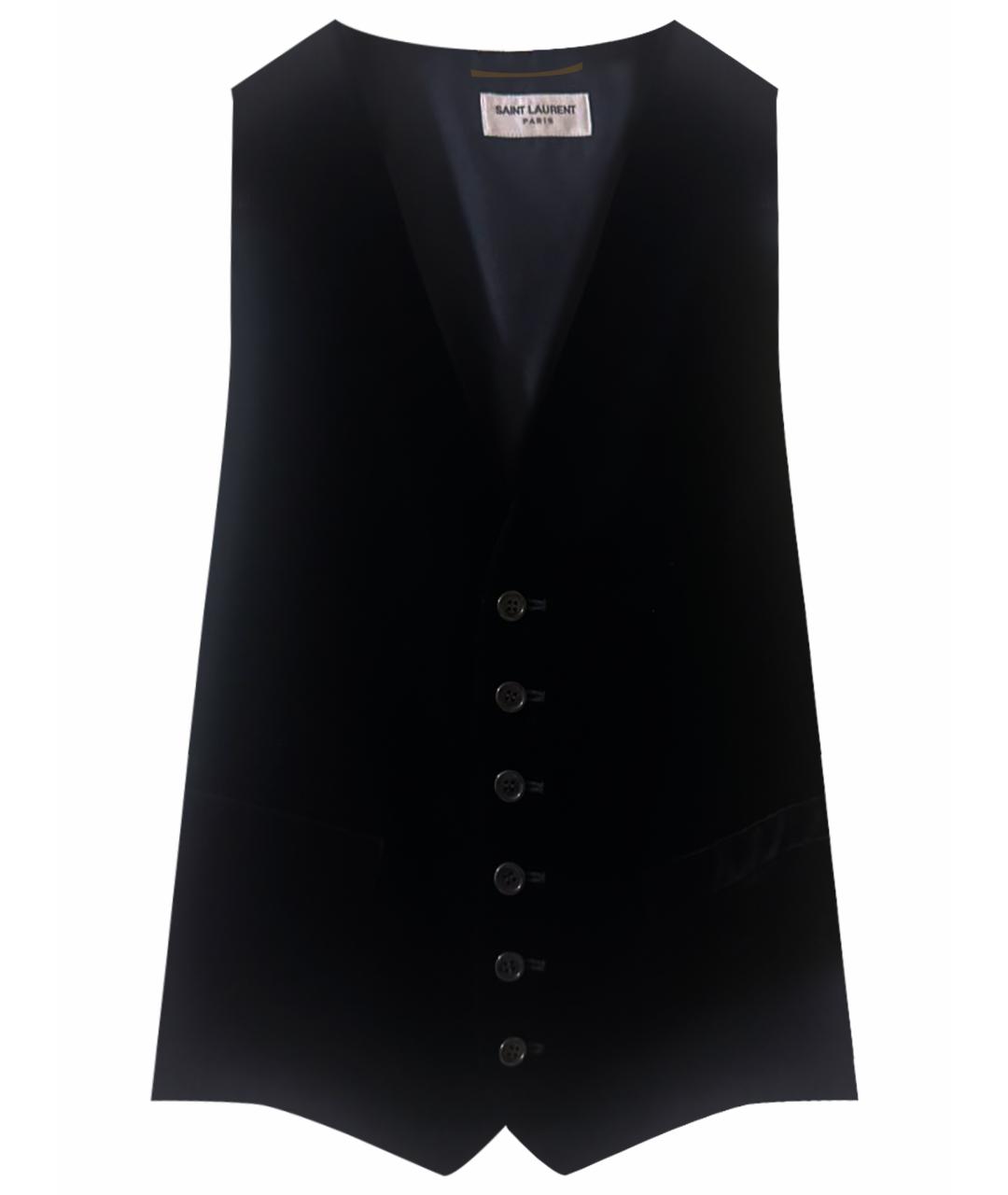 SAINT LAURENT Черный бархатный жилет, фото 1