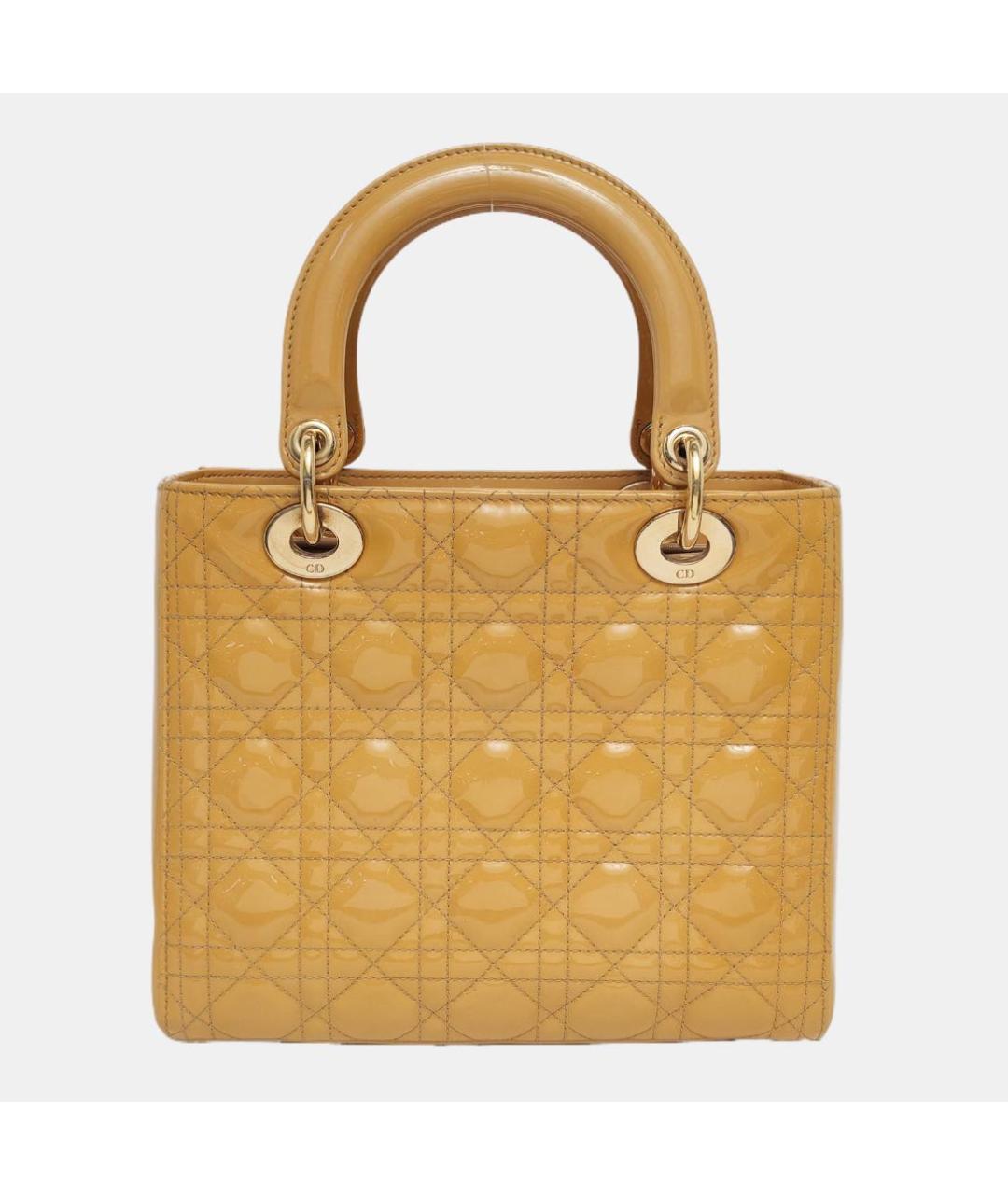 CHRISTIAN DIOR Золотая сумка через плечо из лакированной кожи, фото 4