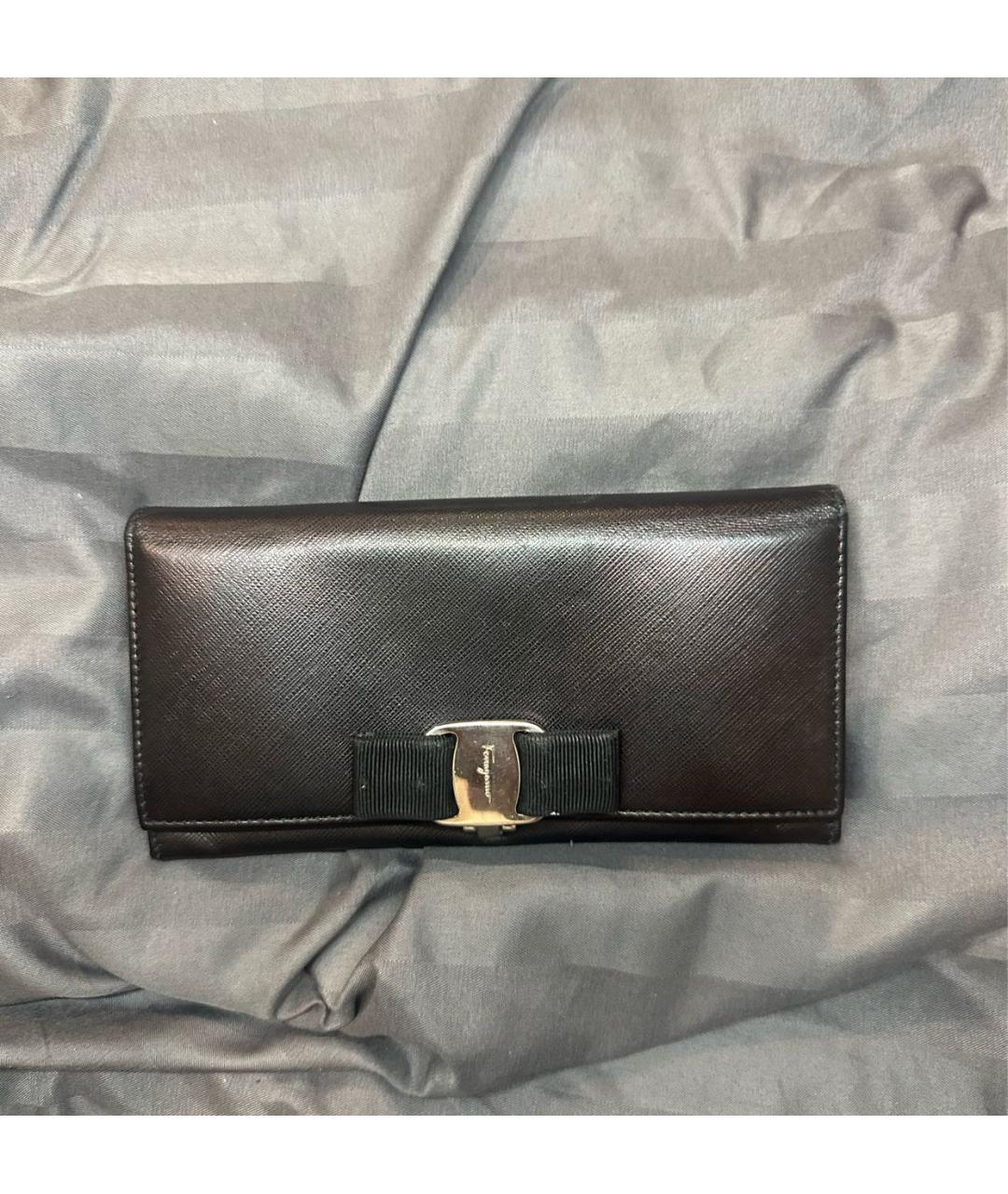 FERRAGAMO Черный кожаный кошелек, фото 9