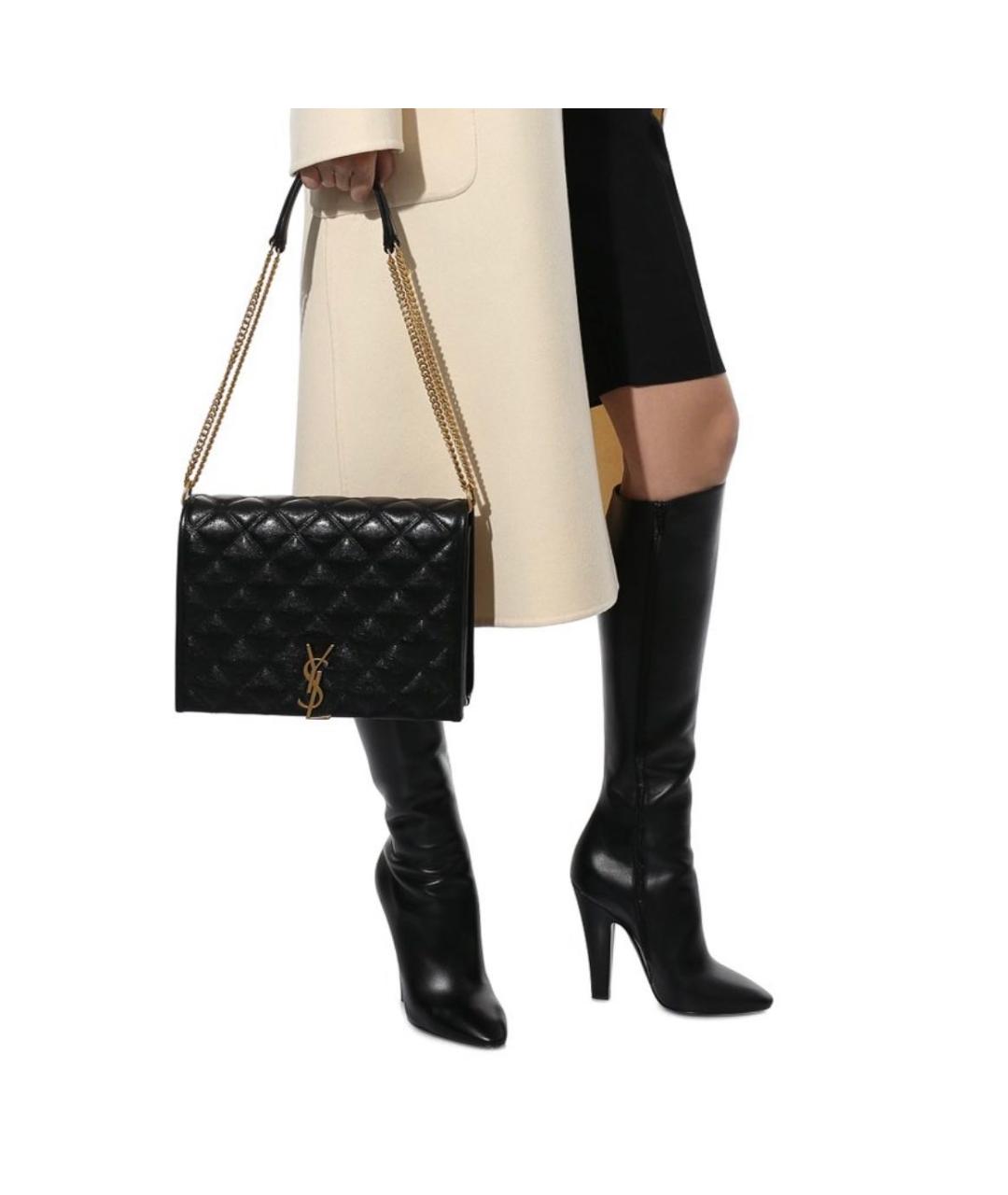 SAINT LAURENT Черные кожаные сапоги, фото 4