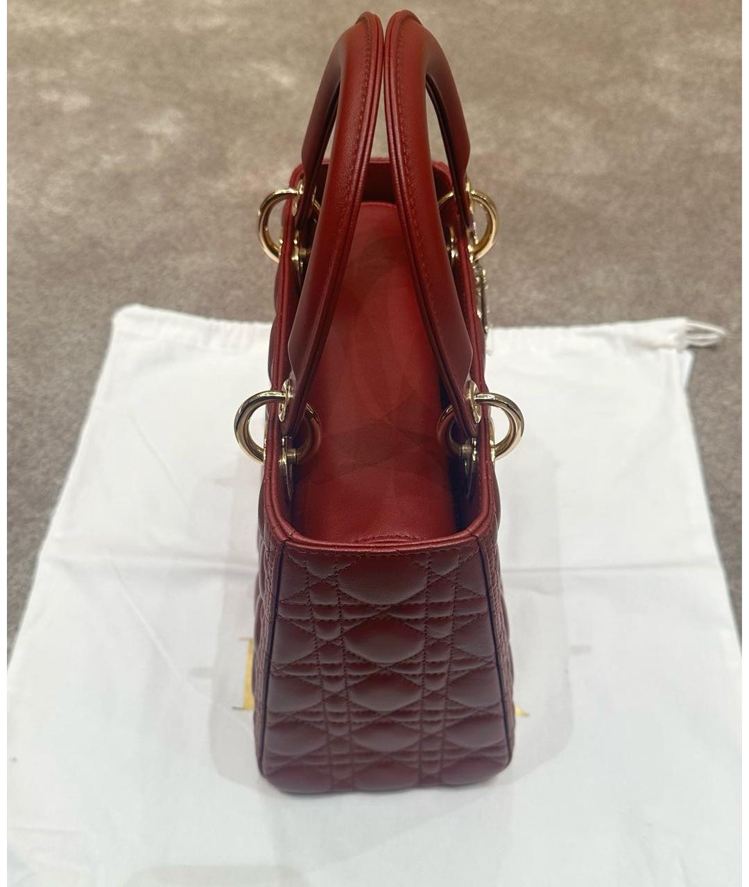 CHRISTIAN DIOR Красная кожаная сумка с короткими ручками, фото 3