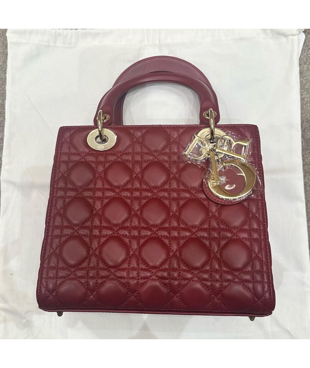 CHRISTIAN DIOR Красная кожаная сумка с короткими ручками, фото 4