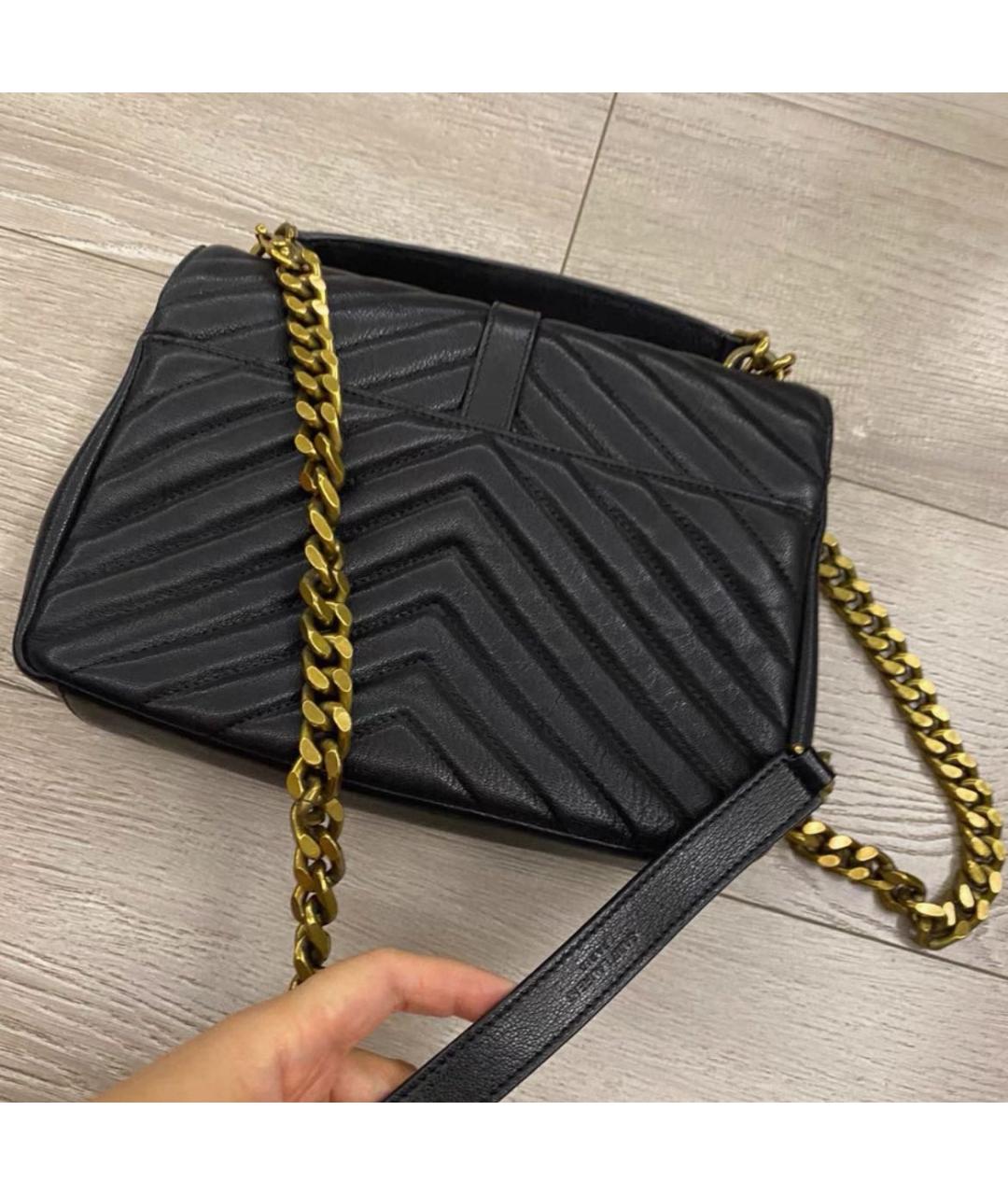 SAINT LAURENT Черная кожаная сумка через плечо, фото 3