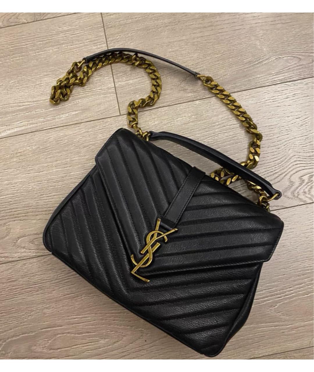 SAINT LAURENT Черная кожаная сумка через плечо, фото 2