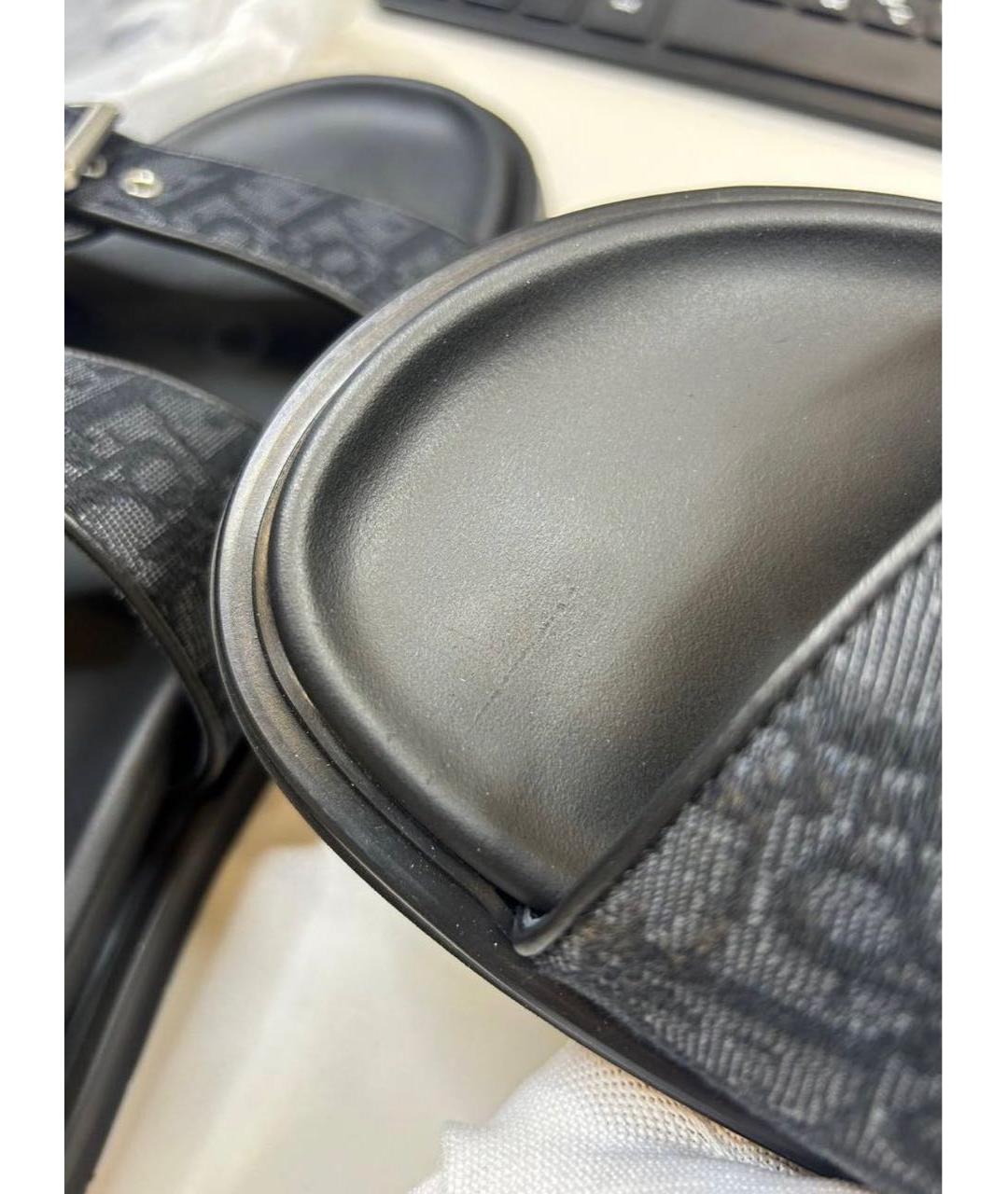 CHRISTIAN DIOR Черные текстильные шлепанцы, фото 5