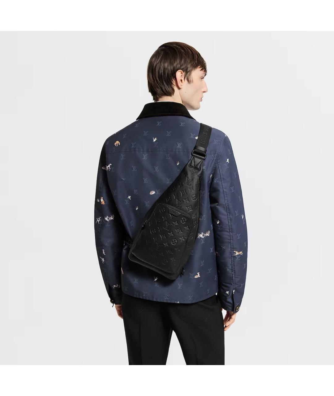 LOUIS VUITTON Черная кожаная барсетка, фото 5