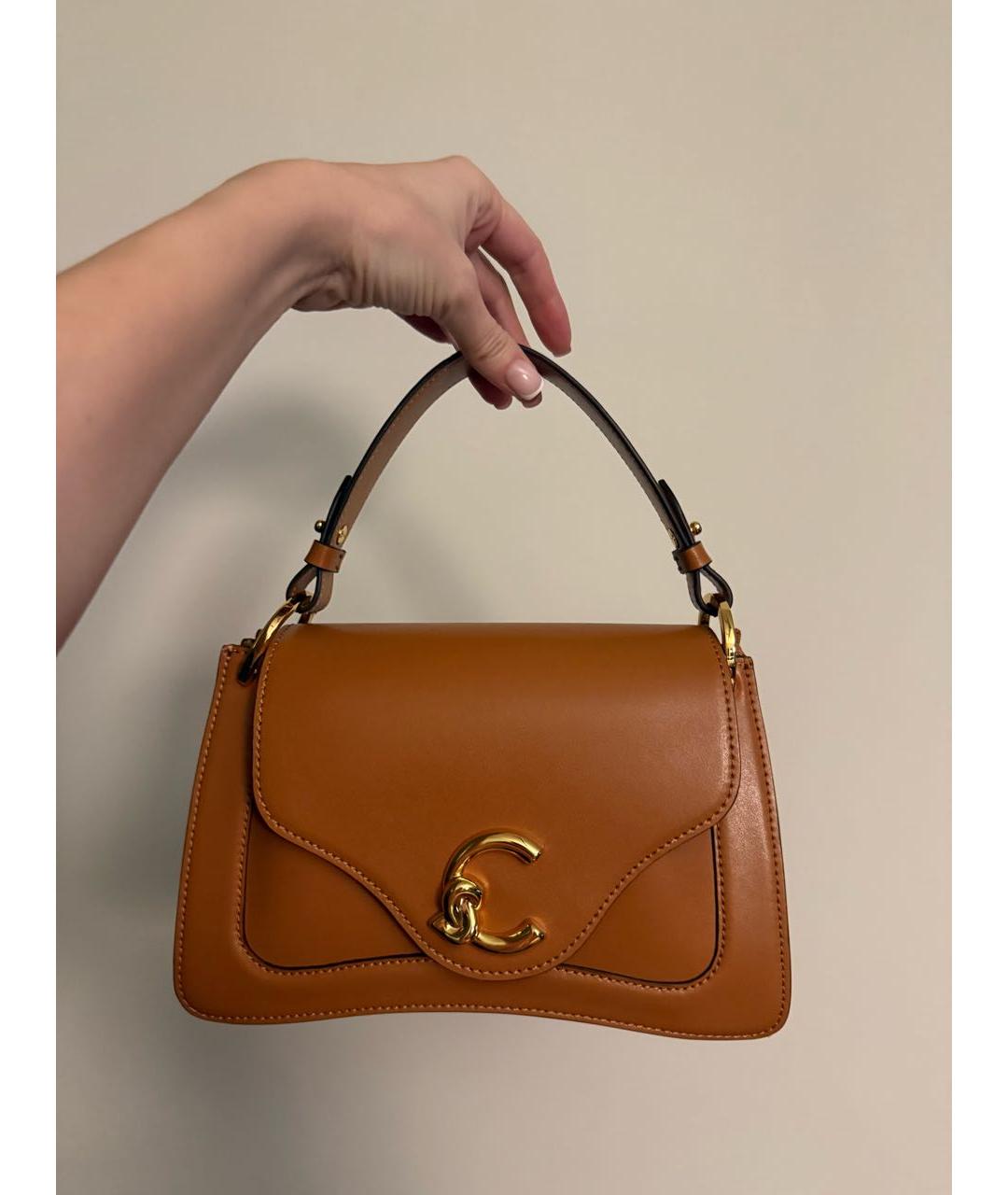 COCCINELLE Коричневая кожаная сумка через плечо, фото 5