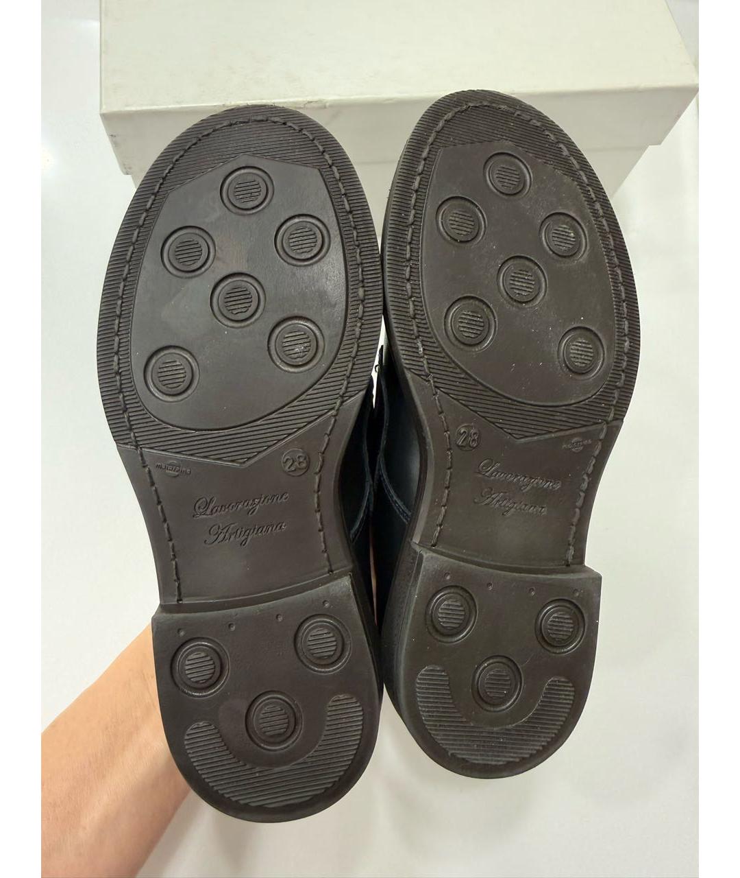 EMPORIO ARMANI KIDS Черные кожаные лоферы/мокасины, фото 4