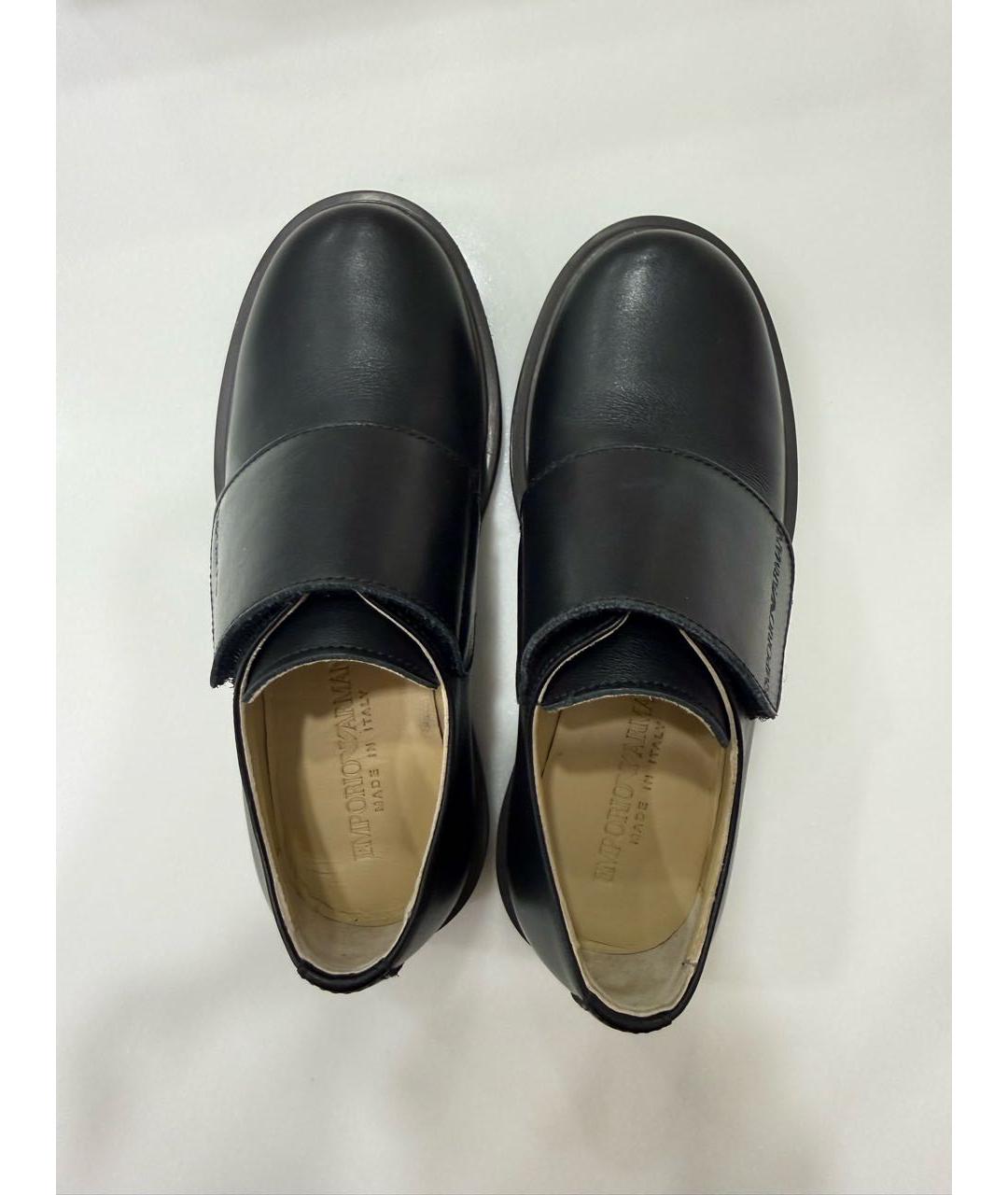 EMPORIO ARMANI KIDS Черные кожаные лоферы/мокасины, фото 5