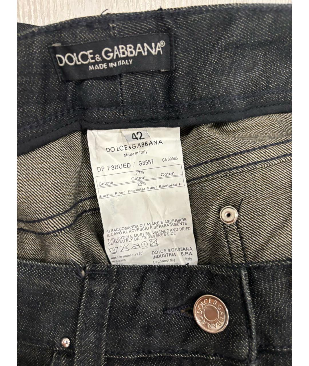 DOLCE&GABBANA Черные хлопковые прямые джинсы, фото 5