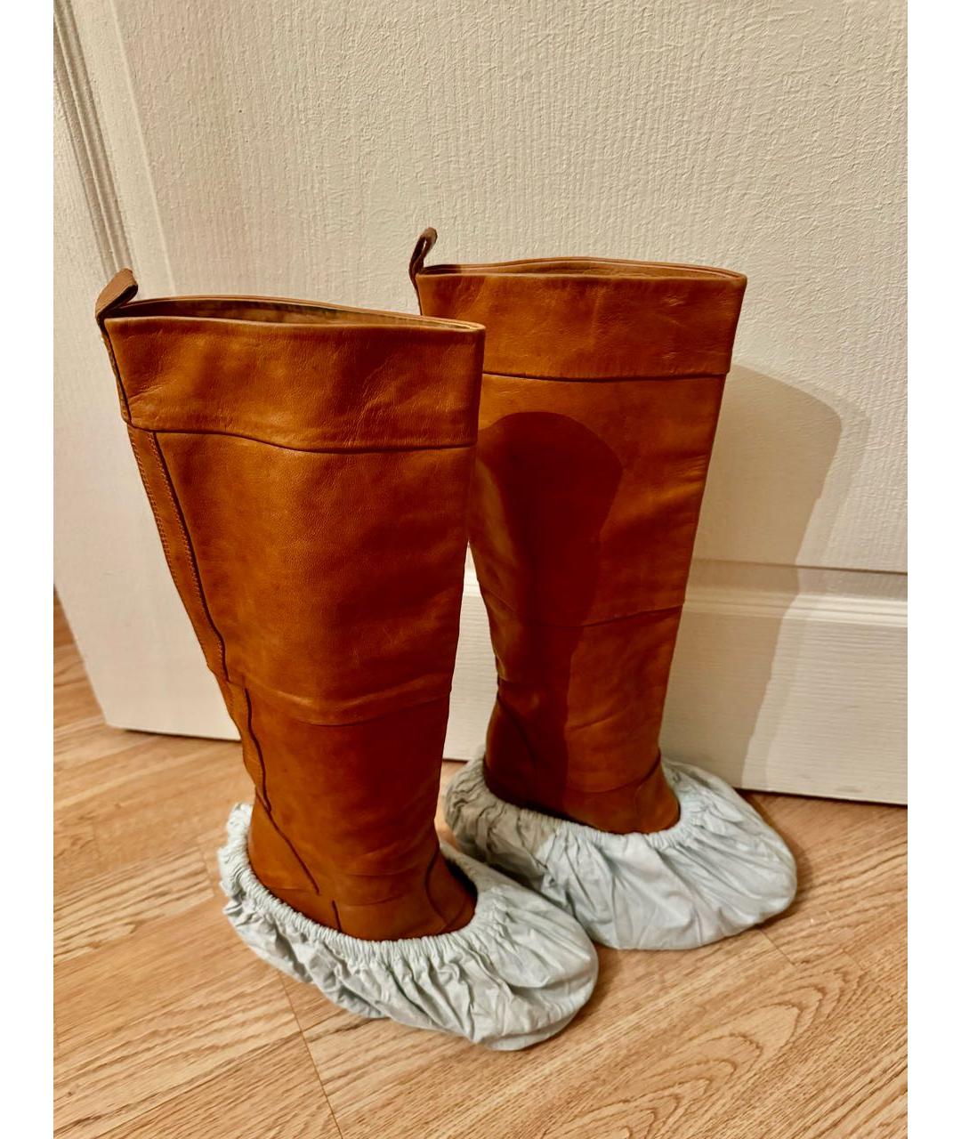 MAISON MARGIELA Коричневые кожаные сапоги, фото 5