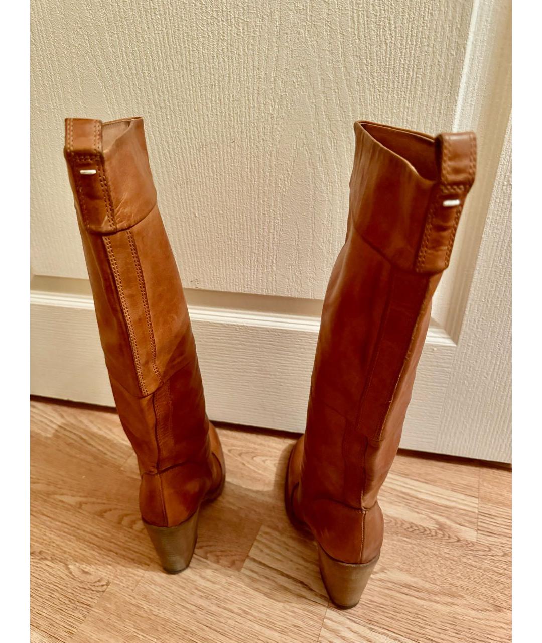 MAISON MARGIELA Коричневые кожаные сапоги, фото 3