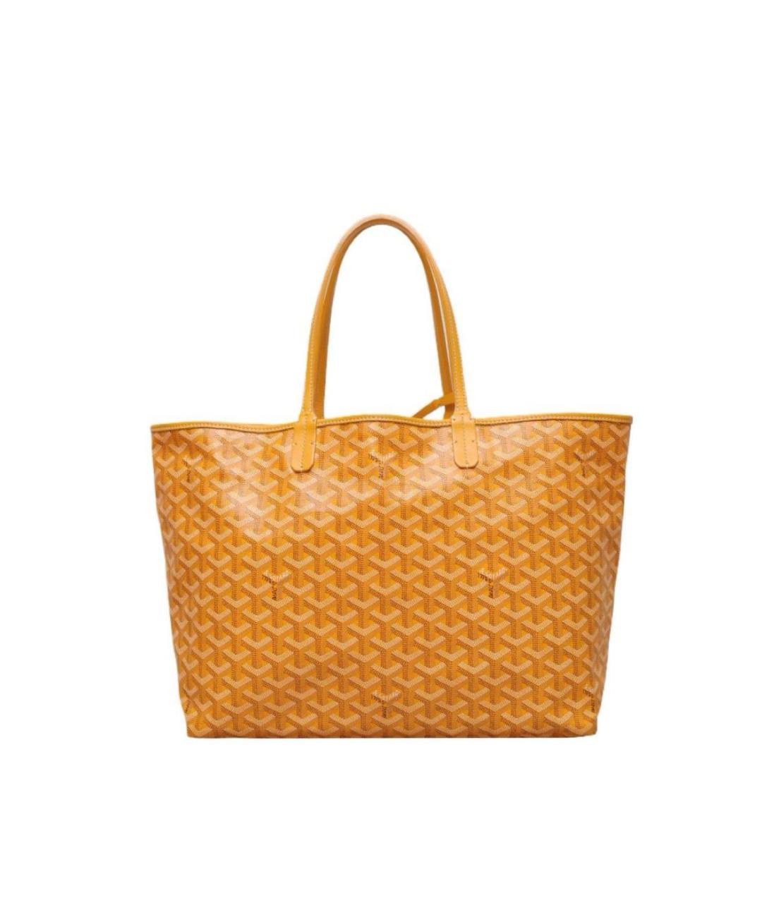 GOYARD Желтая кожаная сумка с короткими ручками, фото 6