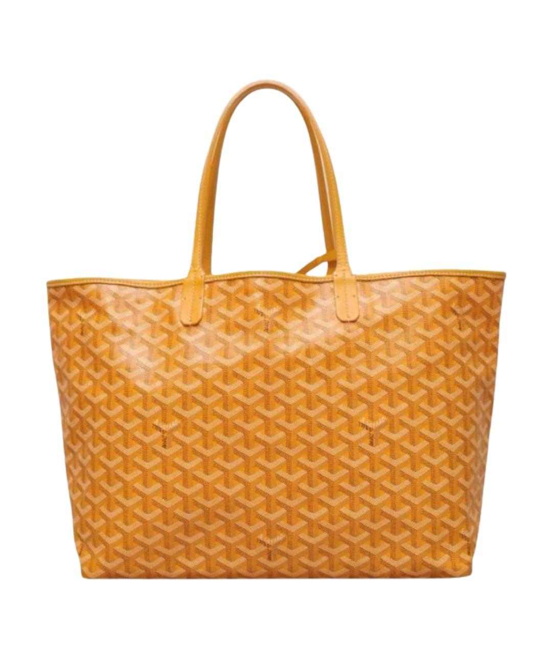 GOYARD Желтая кожаная сумка с короткими ручками, фото 1