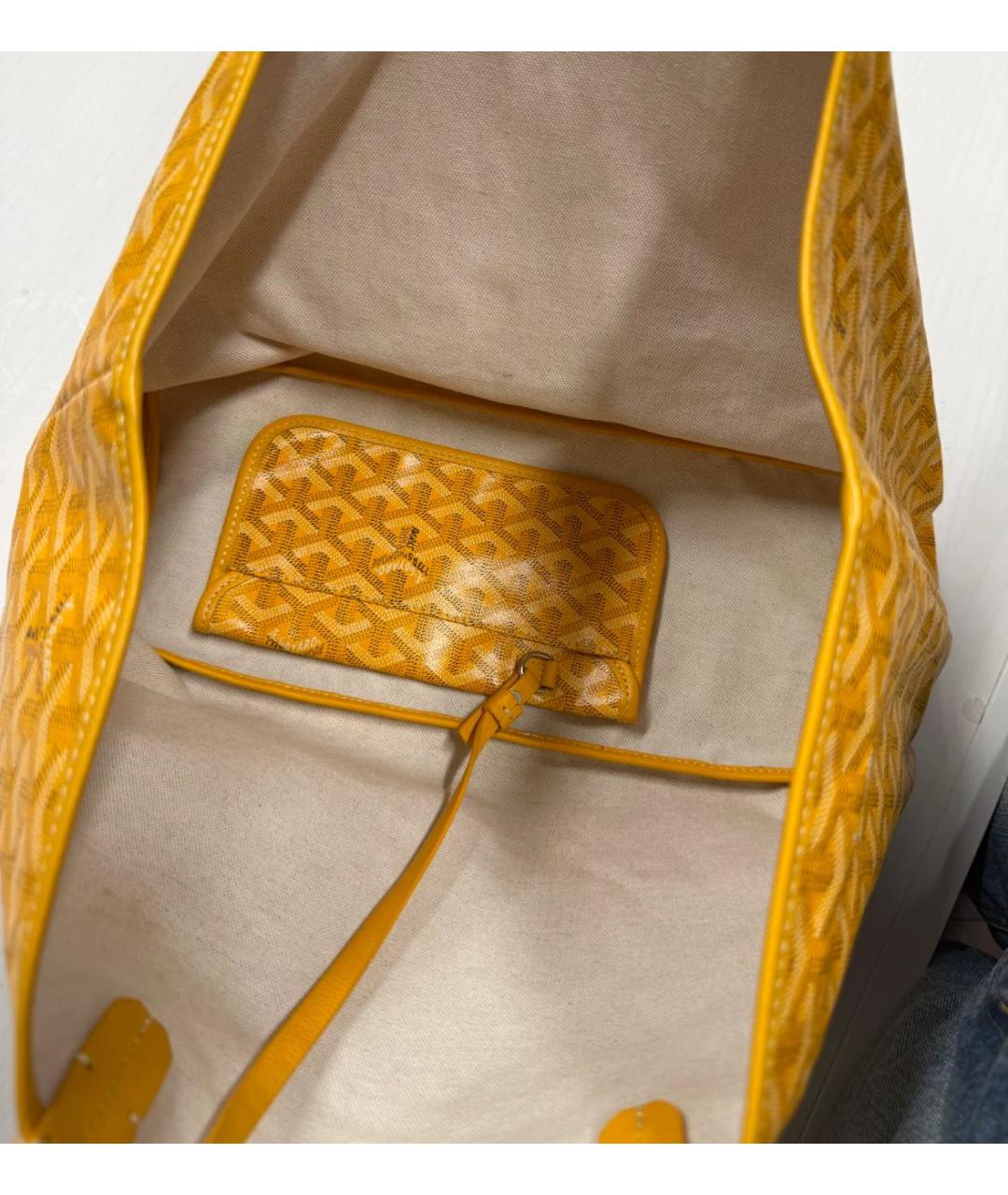 GOYARD Желтая кожаная сумка с короткими ручками, фото 4