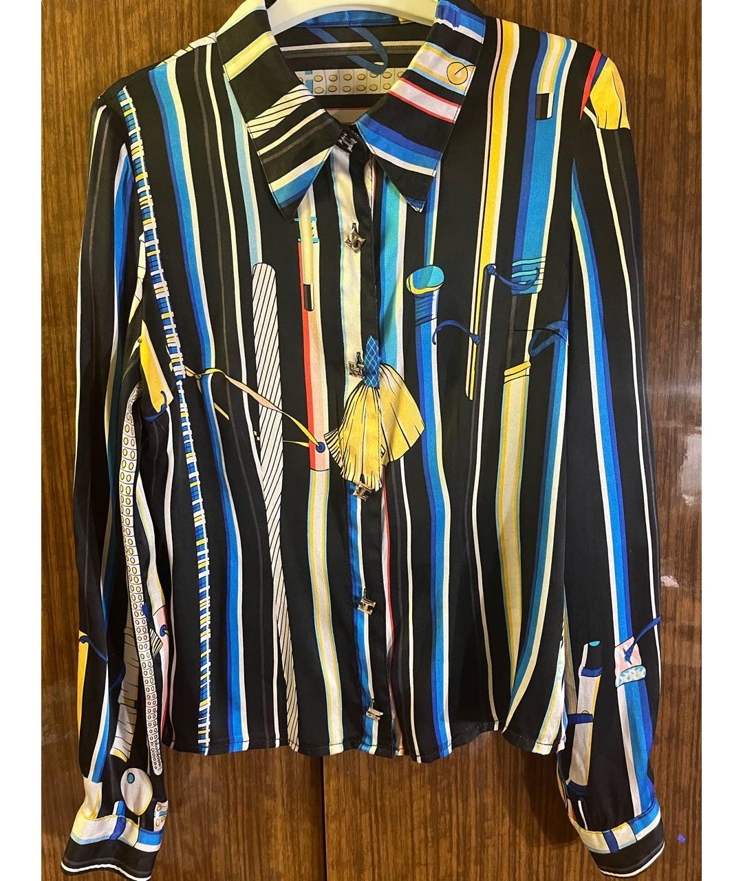 HERMES Мульти шелковая рубашка, фото 8