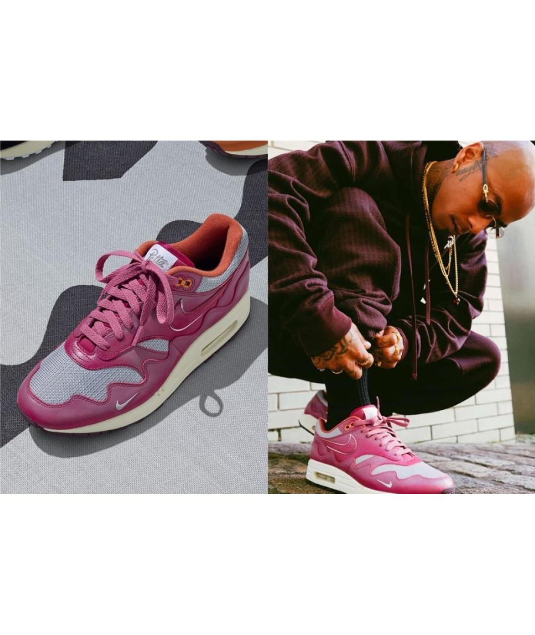 NIKE Бордовые кожаные низкие кроссовки / кеды, фото 3