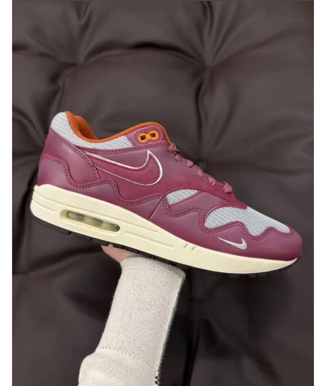 NIKE Бордовые кожаные низкие кроссовки / кеды, фото 8