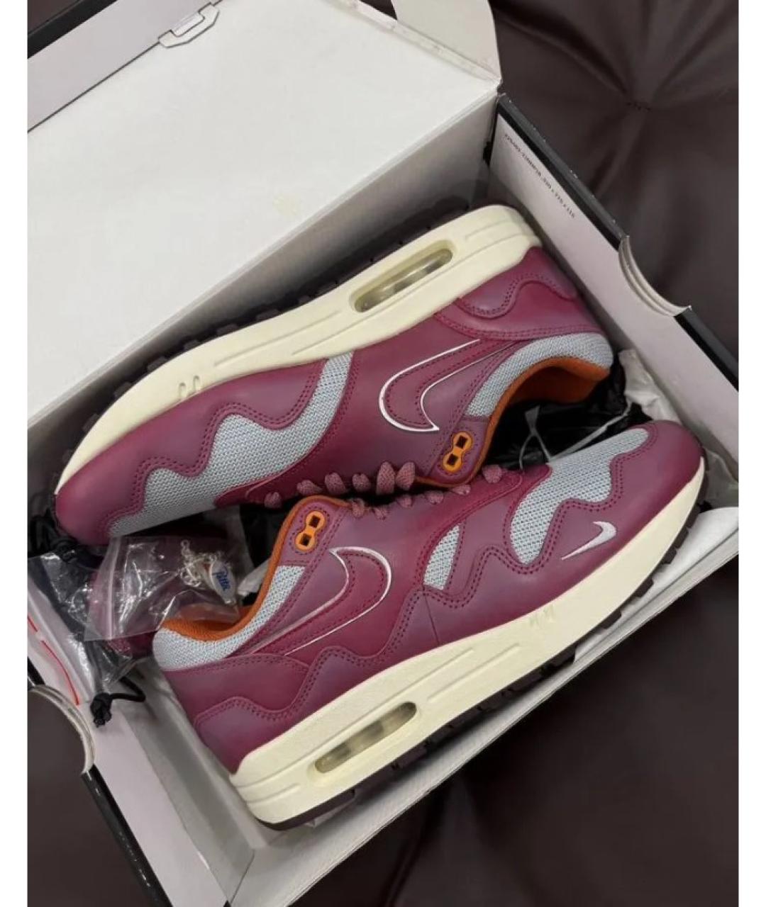 NIKE Бордовые кожаные низкие кроссовки / кеды, фото 5