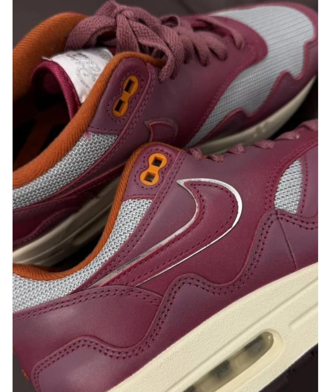 NIKE Бордовые кожаные низкие кроссовки / кеды, фото 4