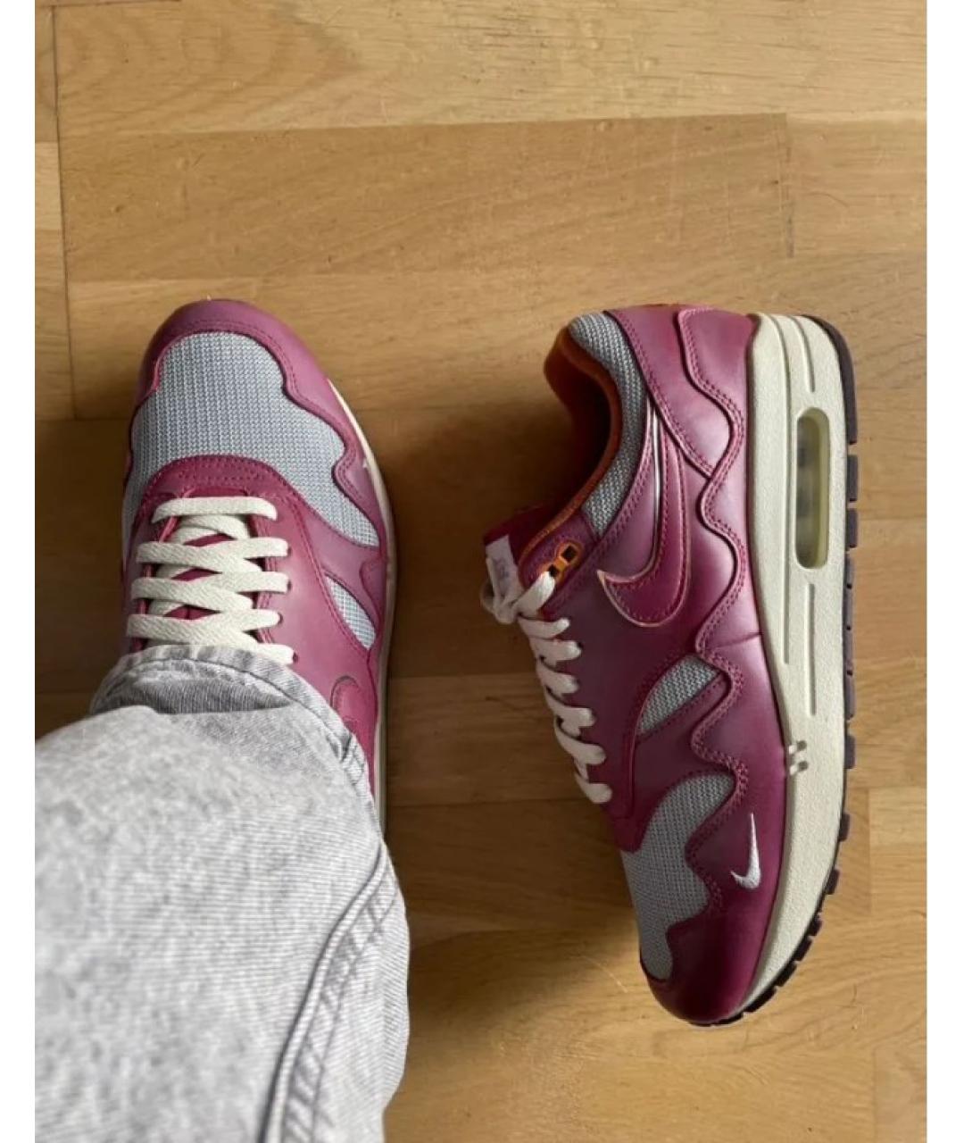 NIKE Бордовые кожаные низкие кроссовки / кеды, фото 6