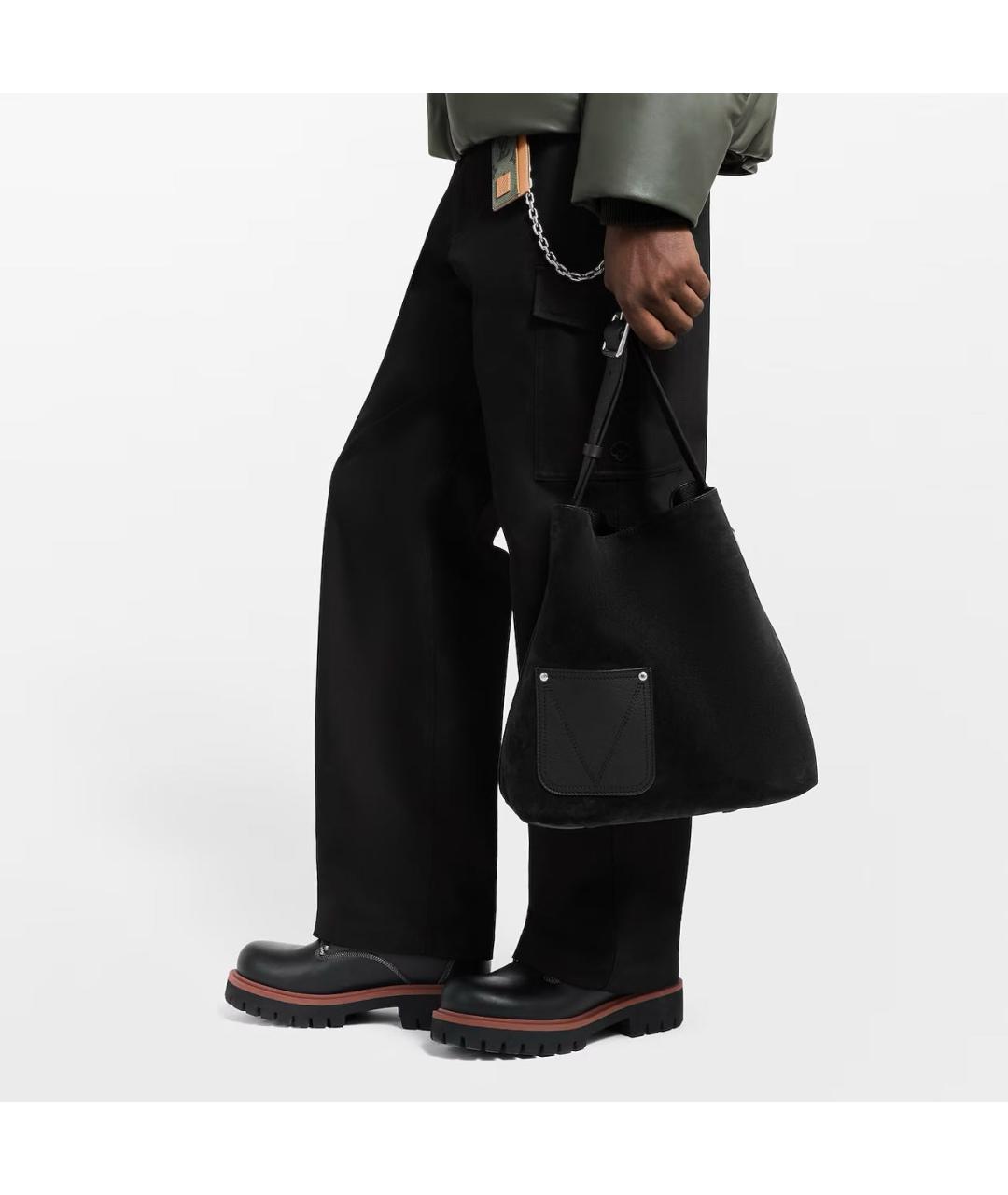 LOUIS VUITTON Черная кожаная сумка на плечо, фото 5