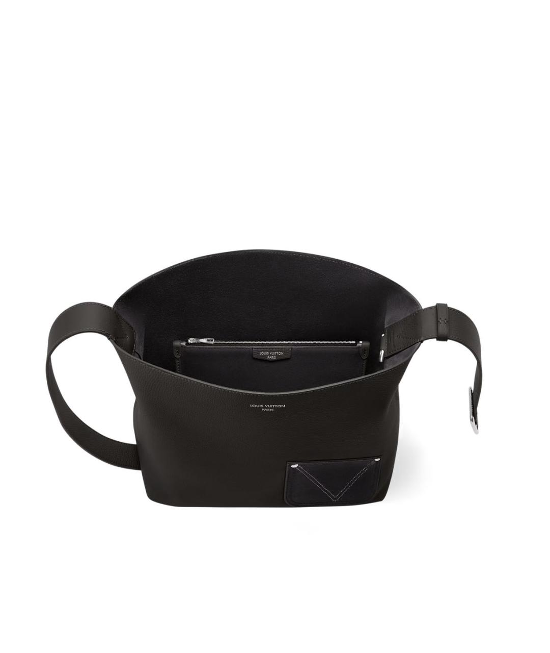 LOUIS VUITTON Черная кожаная сумка на плечо, фото 3