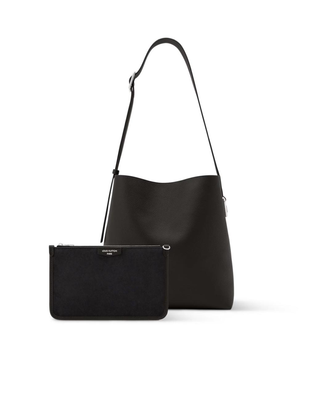 LOUIS VUITTON Черная кожаная сумка на плечо, фото 4