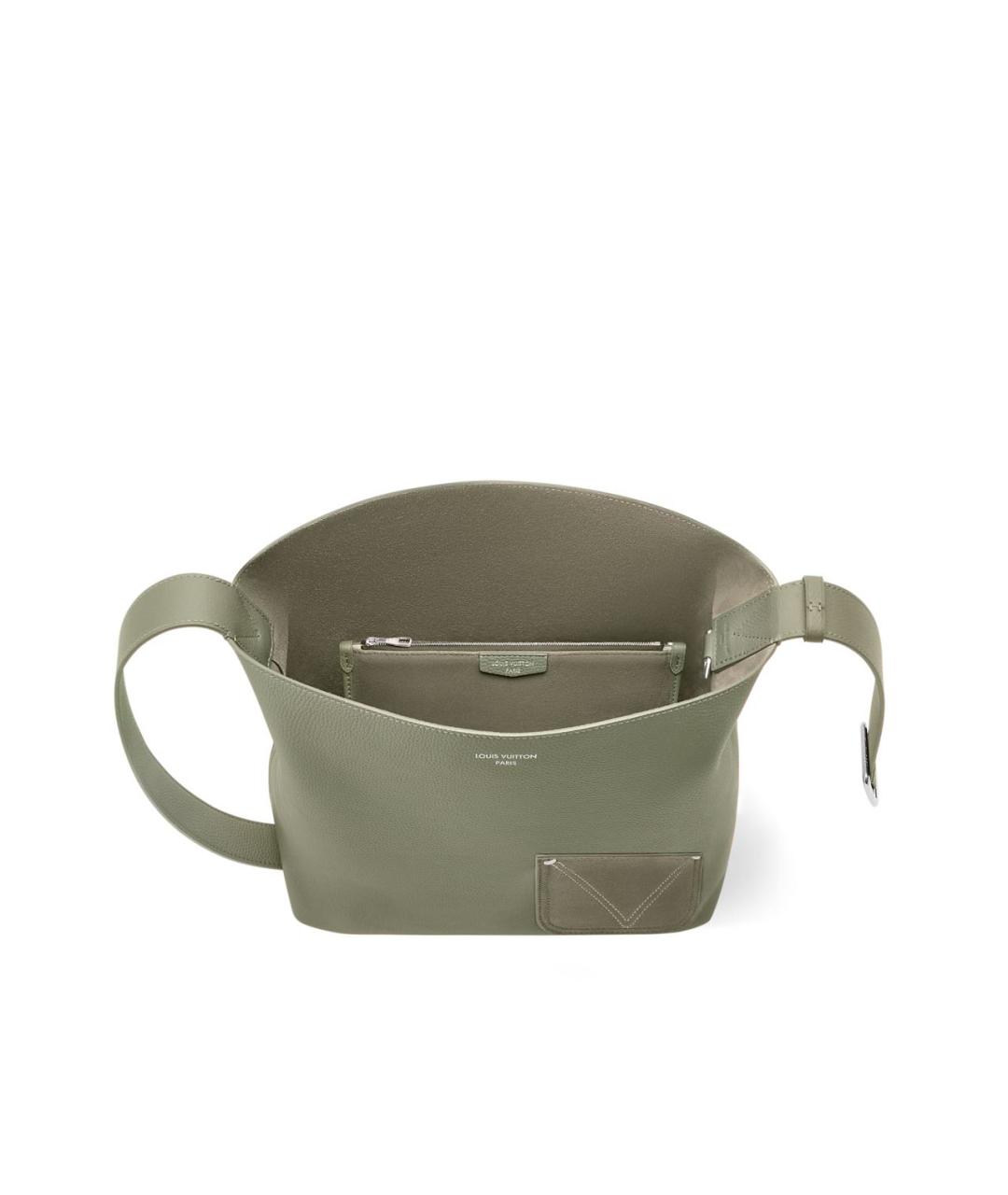 LOUIS VUITTON Хаки кожаная сумка на плечо, фото 3