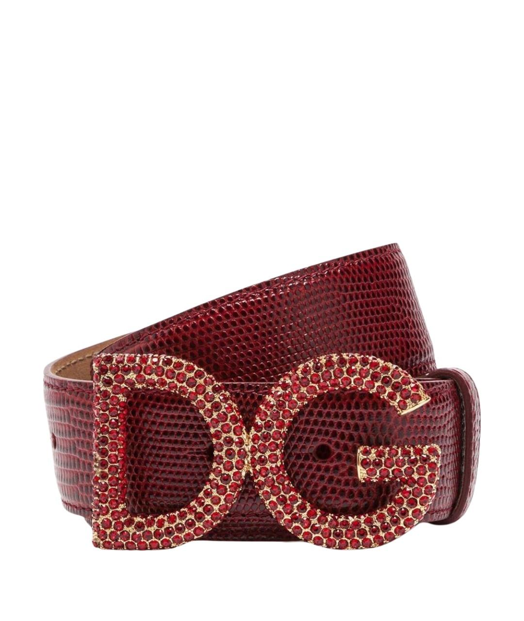 DOLCE&GABBANA Бордовый ремень из экзотической кожи, фото 1