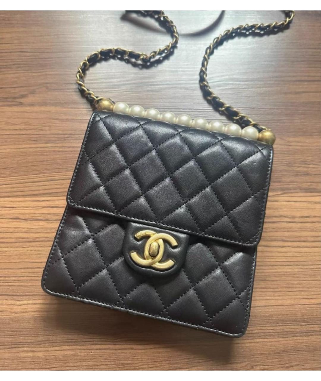 CHANEL Черная кожаная сумка через плечо, фото 3