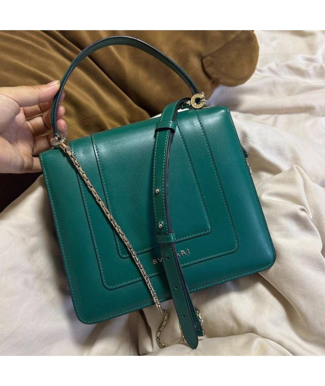 BVLGARI Зеленая кожаная сумка через плечо, фото 3