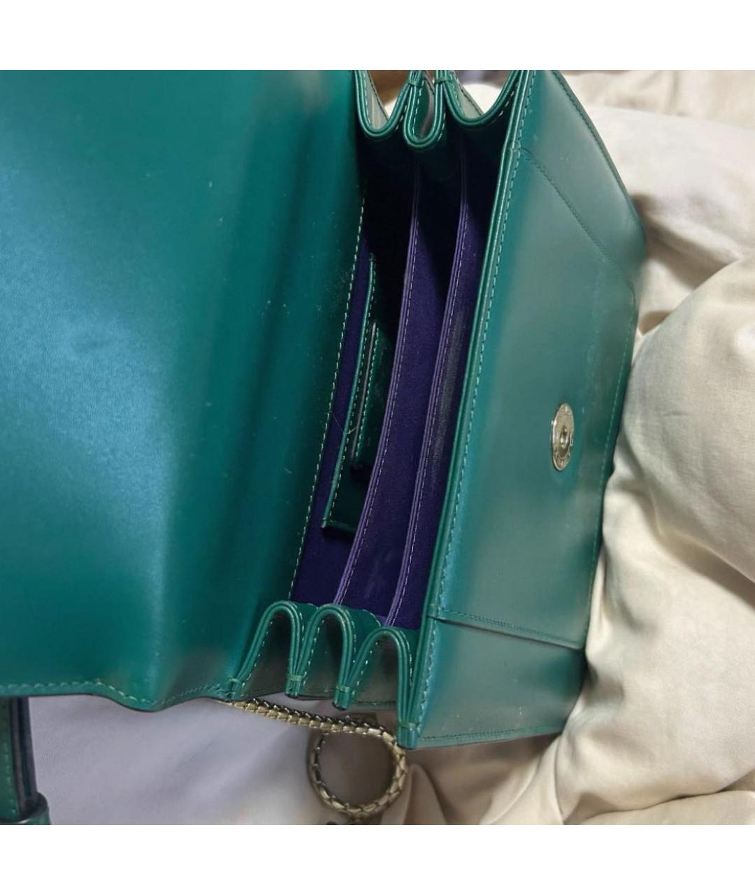 BVLGARI Зеленая кожаная сумка через плечо, фото 5