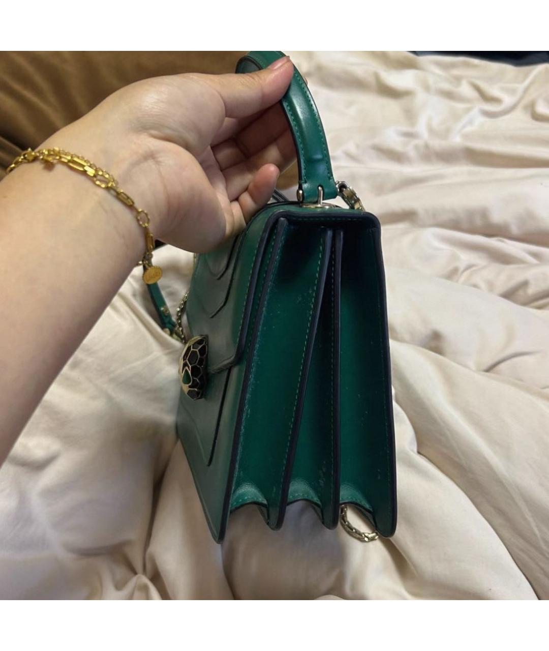 BVLGARI Зеленая кожаная сумка через плечо, фото 4