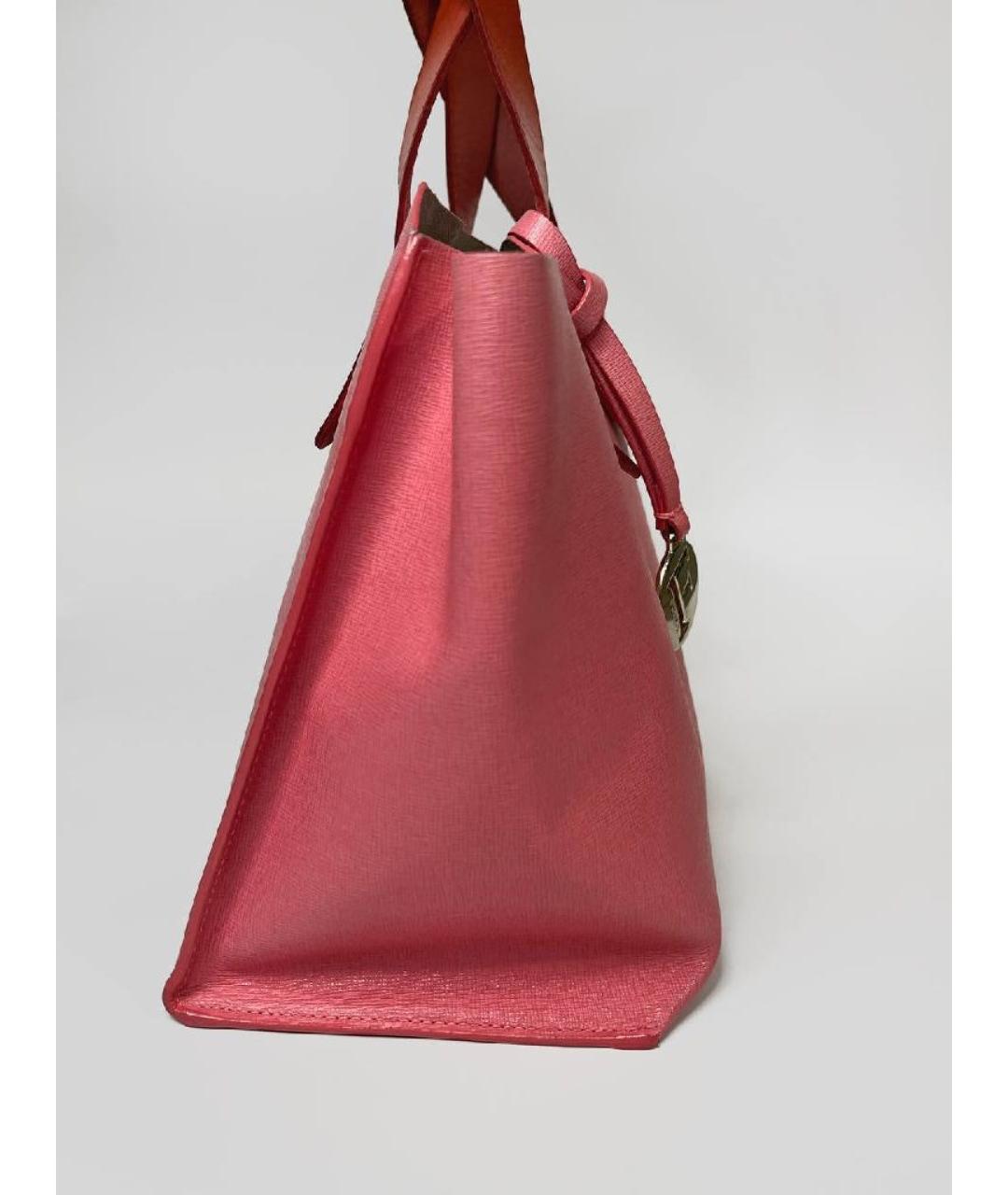 FURLA Коралловая кожаная сумка с короткими ручками, фото 2