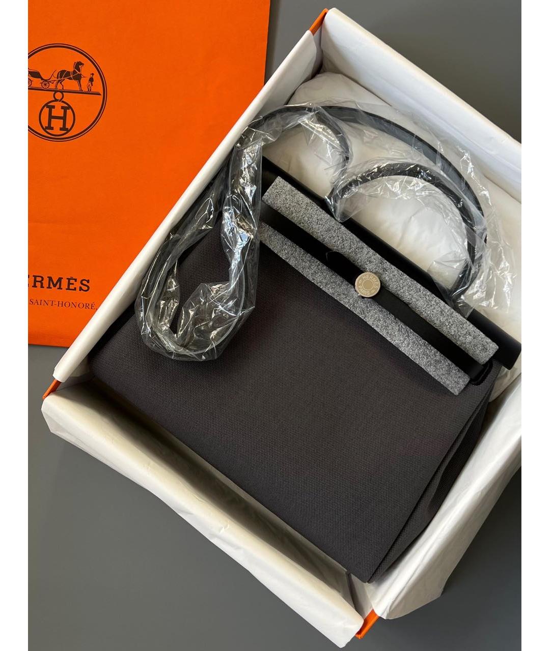 HERMES Черная кожаная сумка с короткими ручками, фото 3