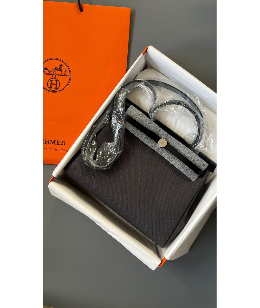 HERMES Черная кожаная сумка с короткими ручками, фото 2