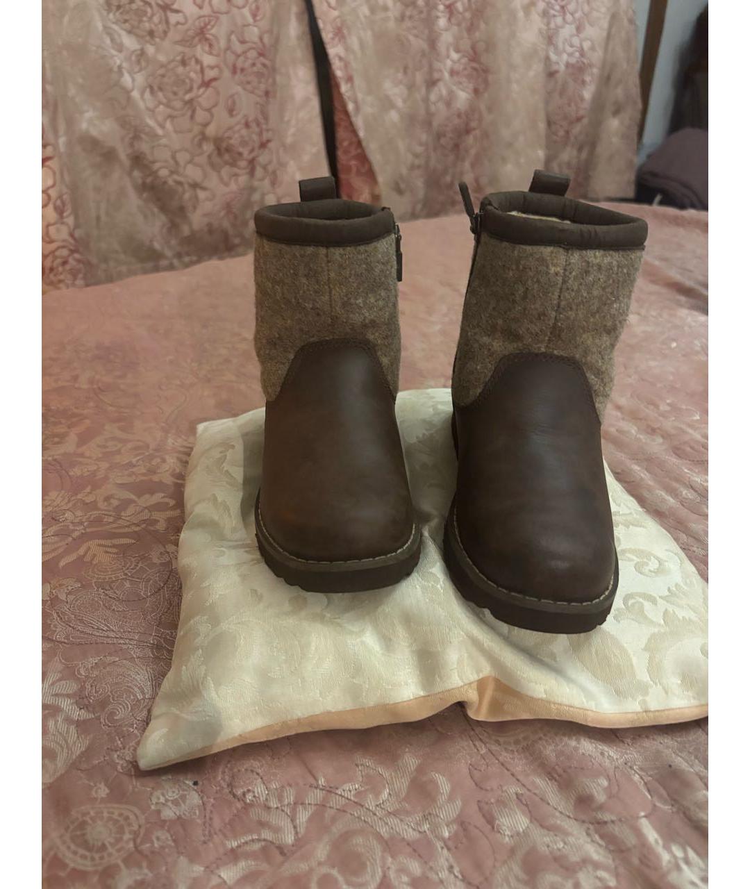 UGG AUSTRALIA KIDS Коричневые кожаные сапоги, фото 2