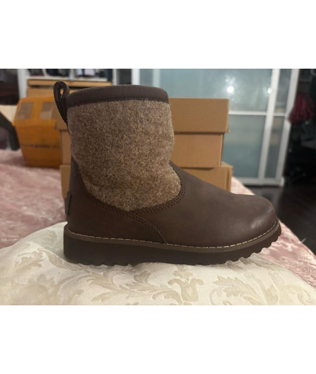 UGG AUSTRALIA KIDS Коричневые кожаные сапоги, фото 9