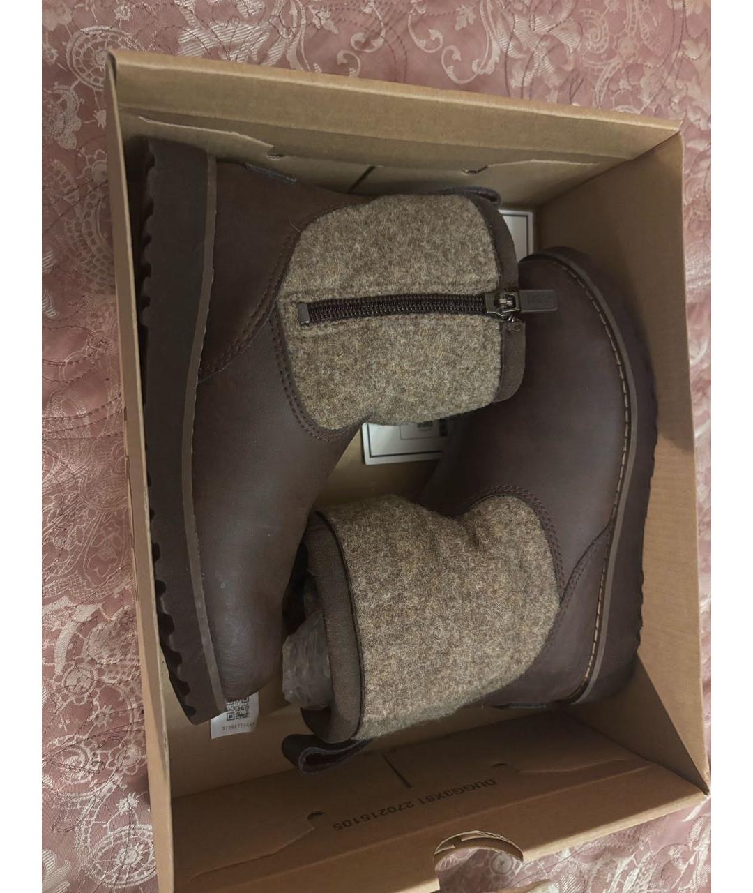 UGG AUSTRALIA KIDS Коричневые кожаные сапоги, фото 7