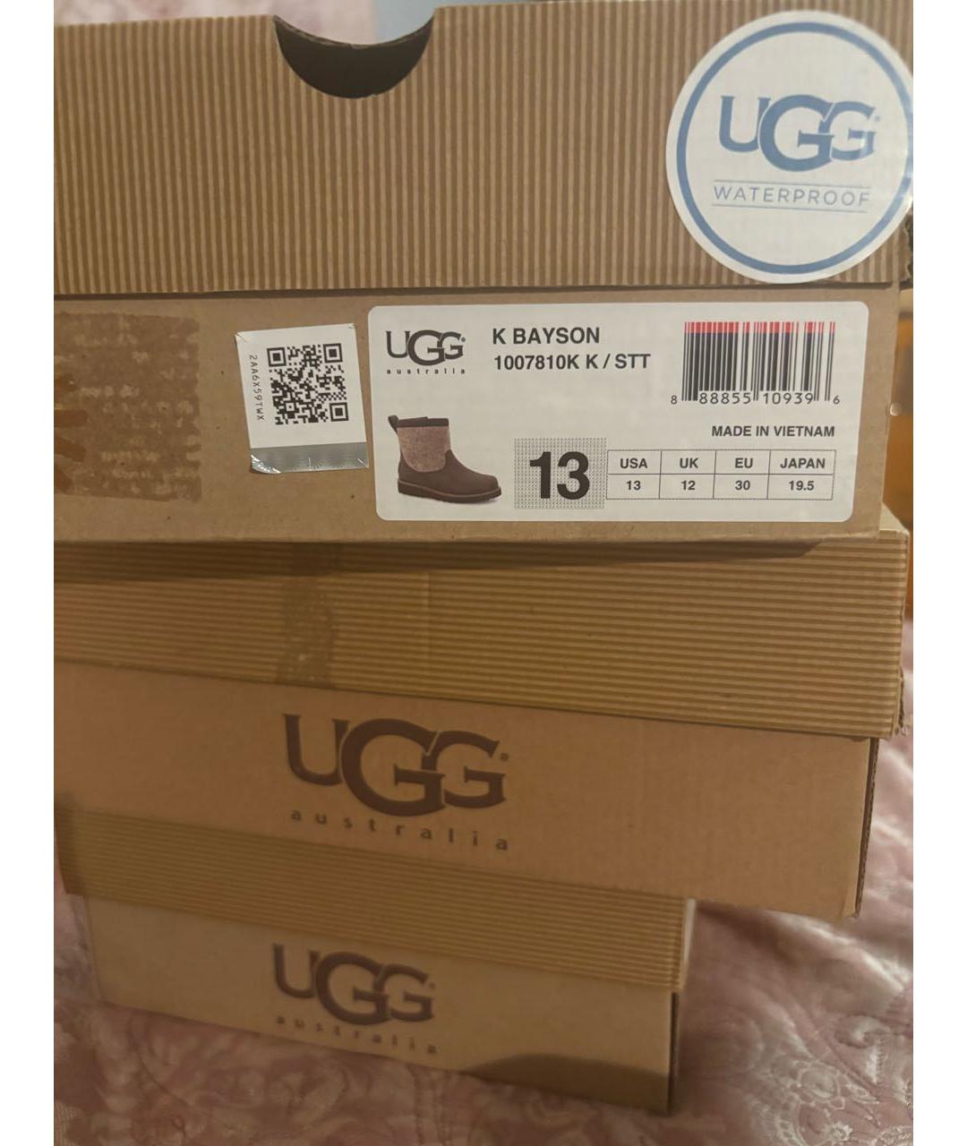 UGG AUSTRALIA KIDS Коричневые кожаные сапоги, фото 8