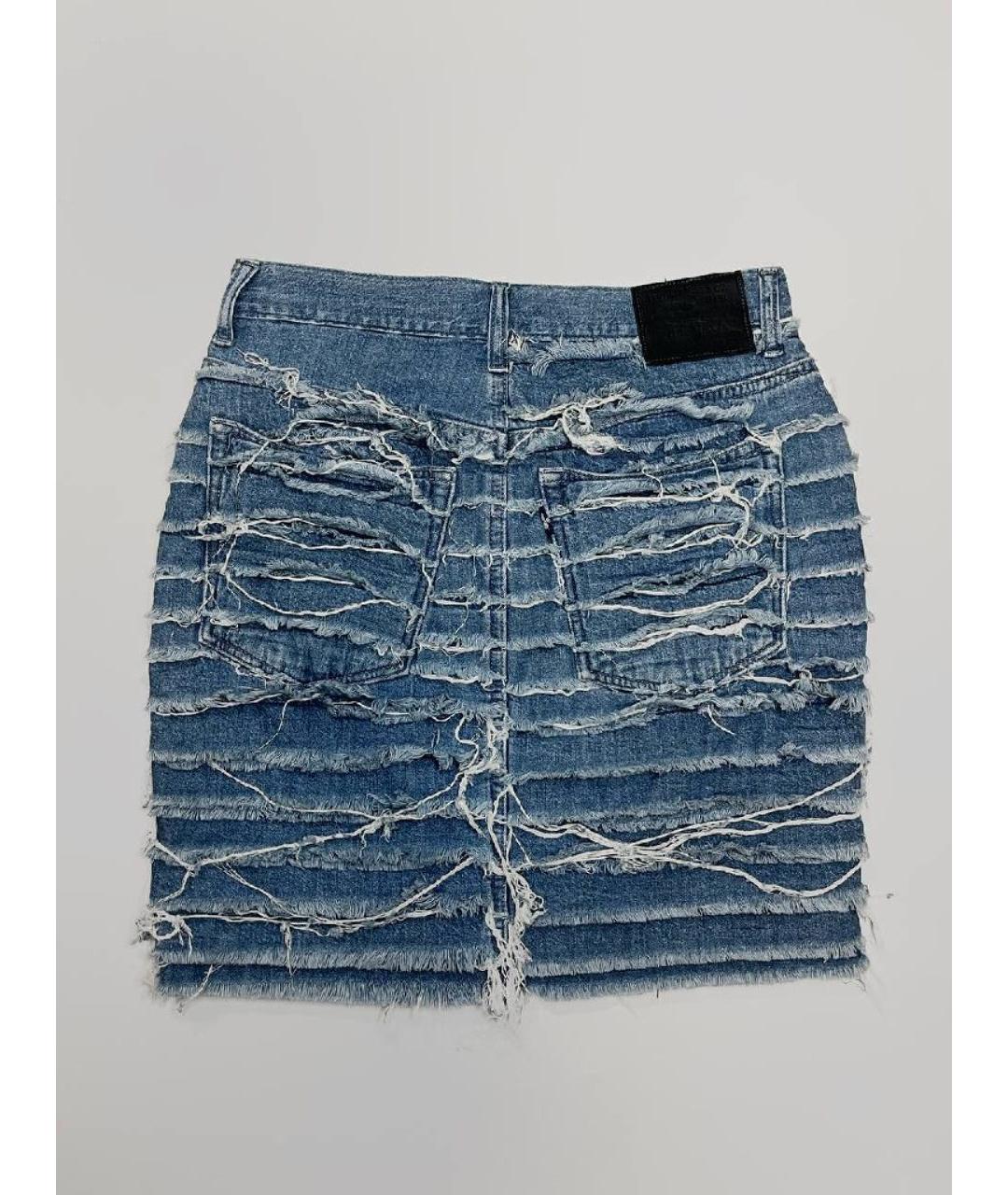 LEVI'S Голубая хлопковая юбка мини, фото 2