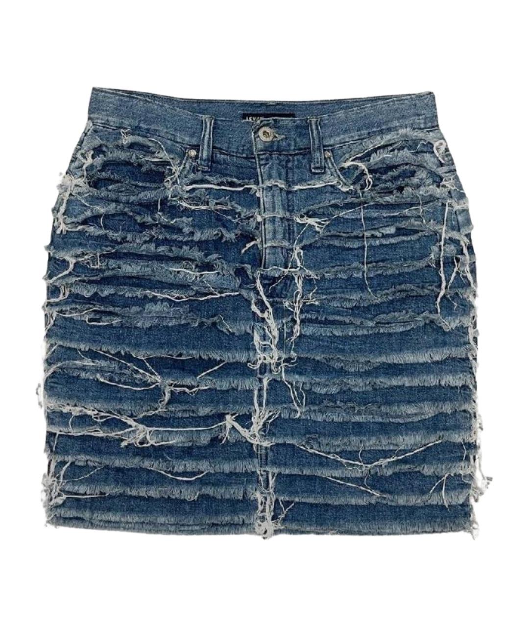 LEVI'S Голубая хлопковая юбка мини, фото 1