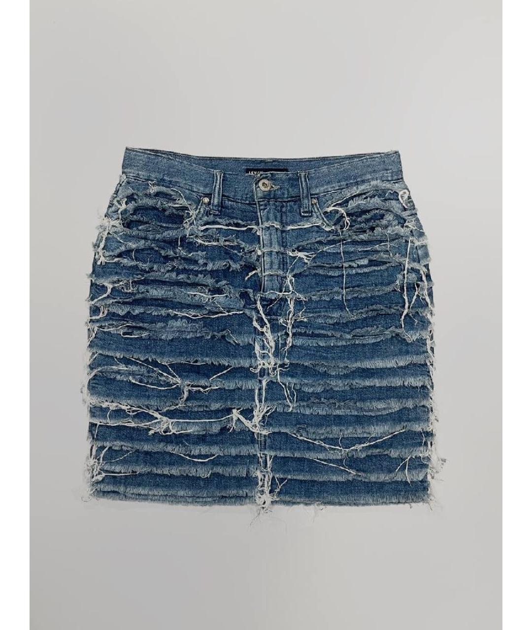 LEVI'S Голубая хлопковая юбка мини, фото 5