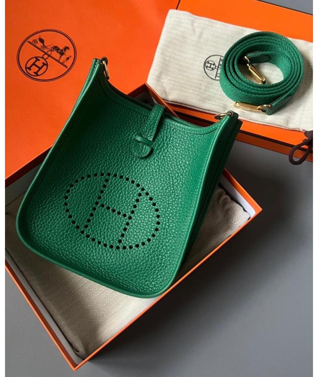 HERMES Зеленая кожаная сумка через плечо, фото 3