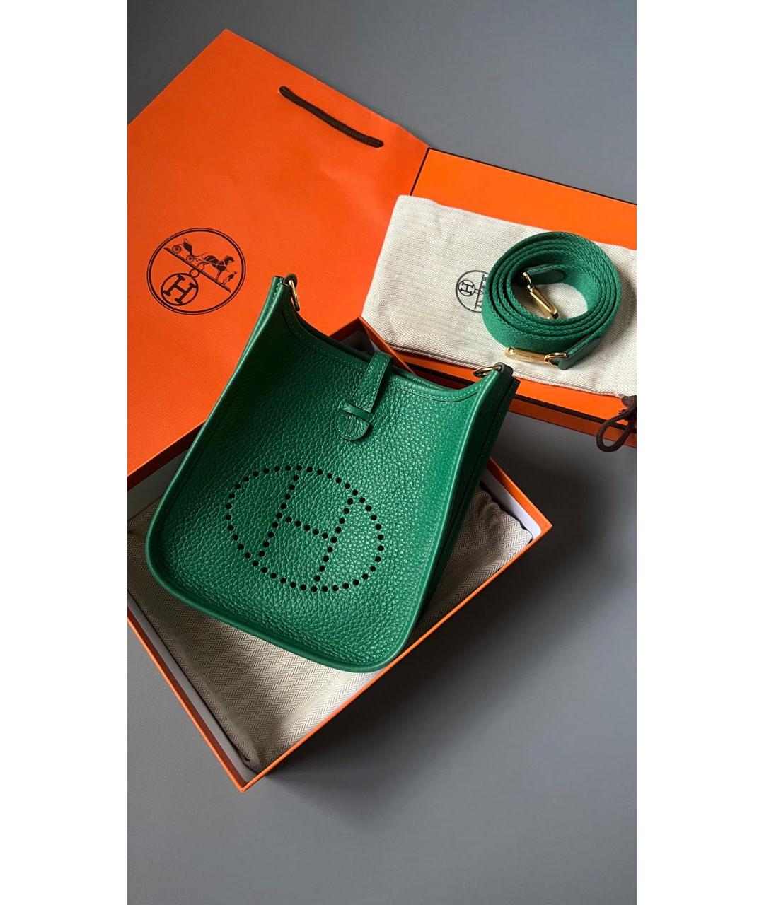 HERMES Зеленая кожаная сумка через плечо, фото 2